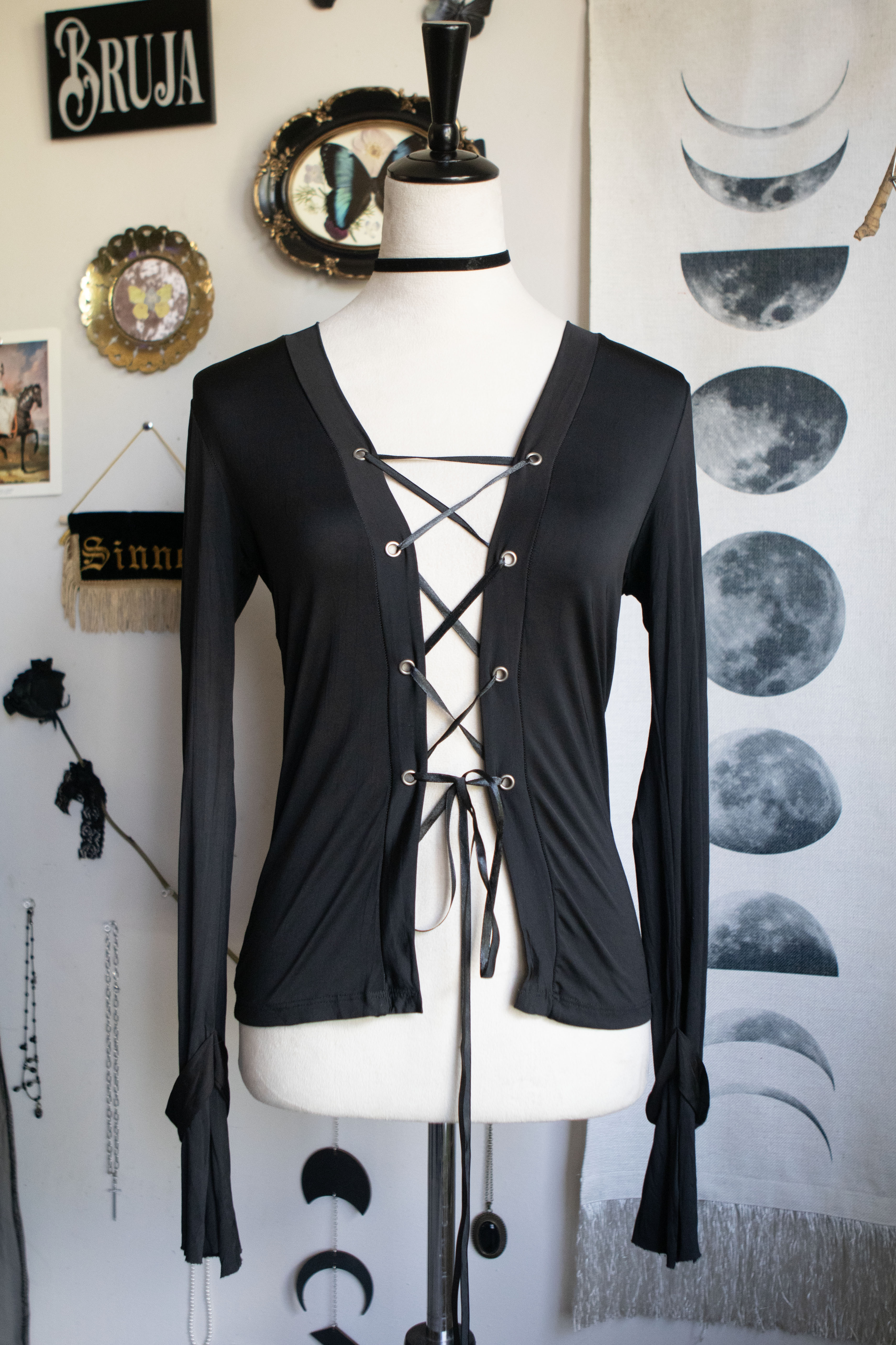 Vintage 90's-00's Laceup Flare long sleeve top