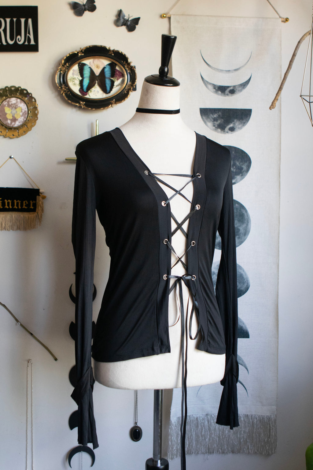Vintage 90's-00's Laceup Flare long sleeve top