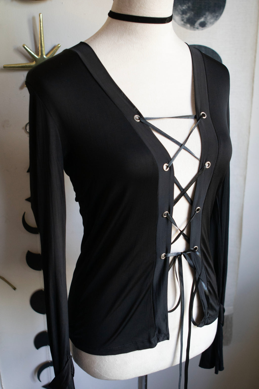 Vintage 90's-00's Laceup Flare long sleeve top