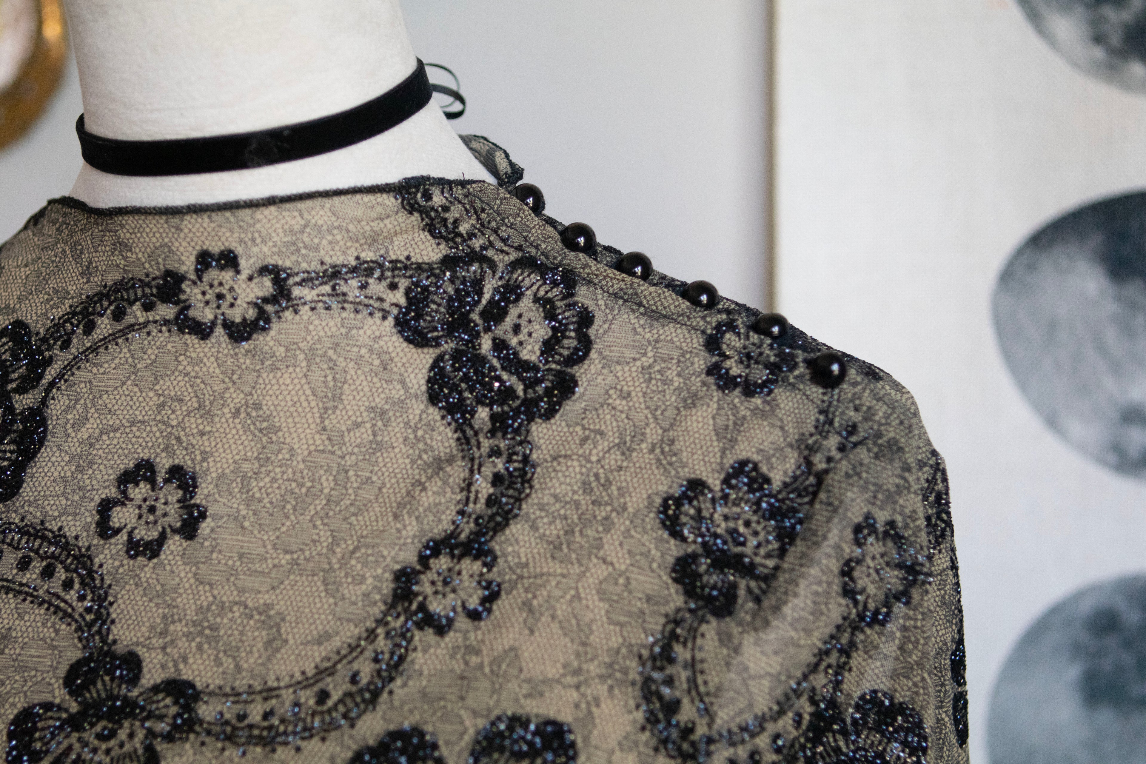 Y2K Sparkly Floral Mesh Long Sleeve Top