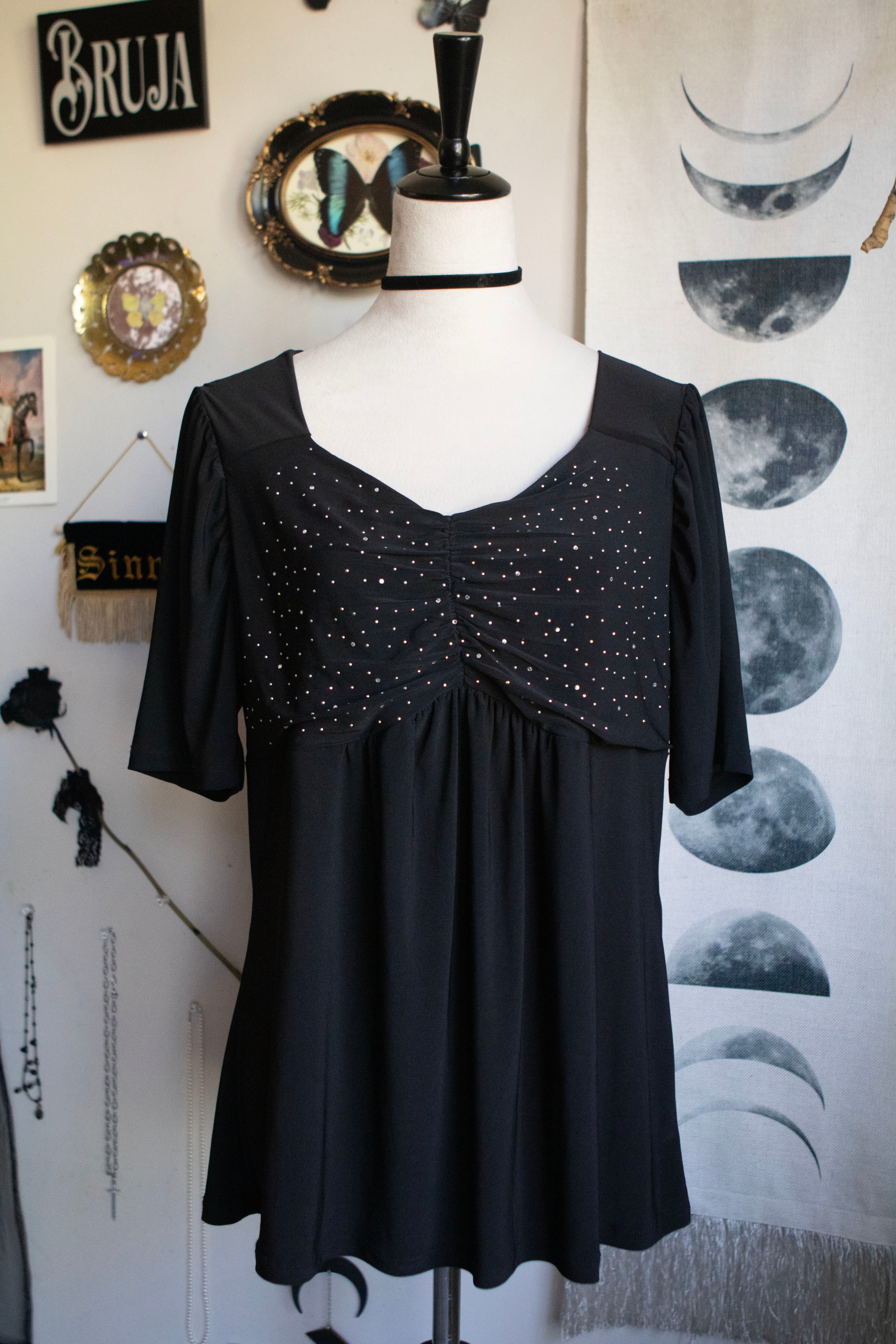 Vintage 00's Beaded Black Top