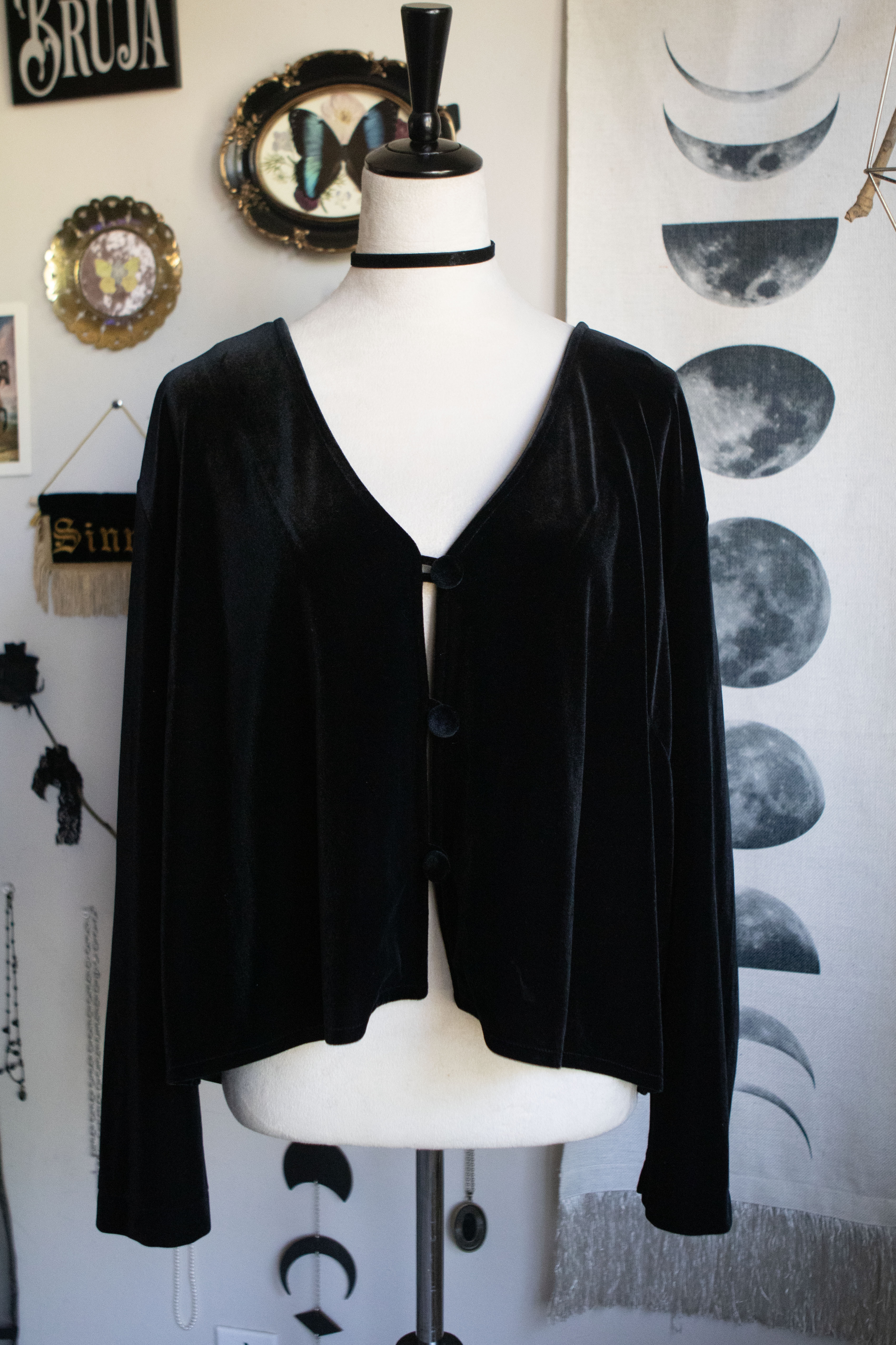 Y2K Velvet Crop 3/4 Sleeve Cargigan