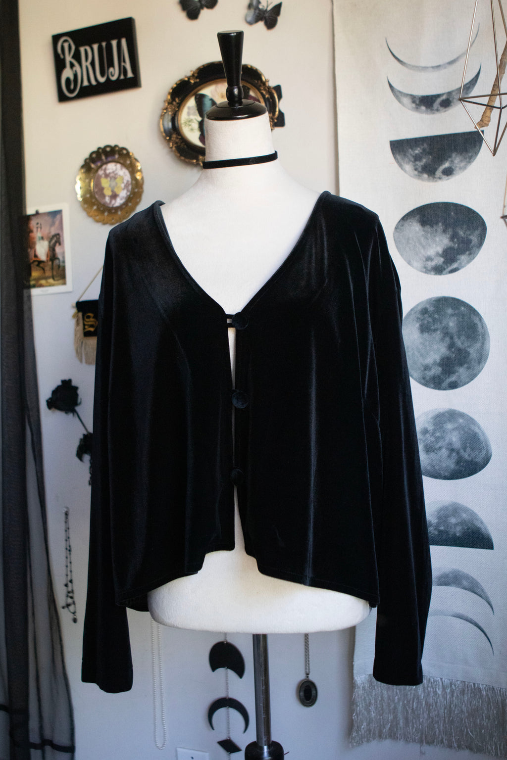 Y2K Velvet Crop 3/4 Sleeve Cargigan