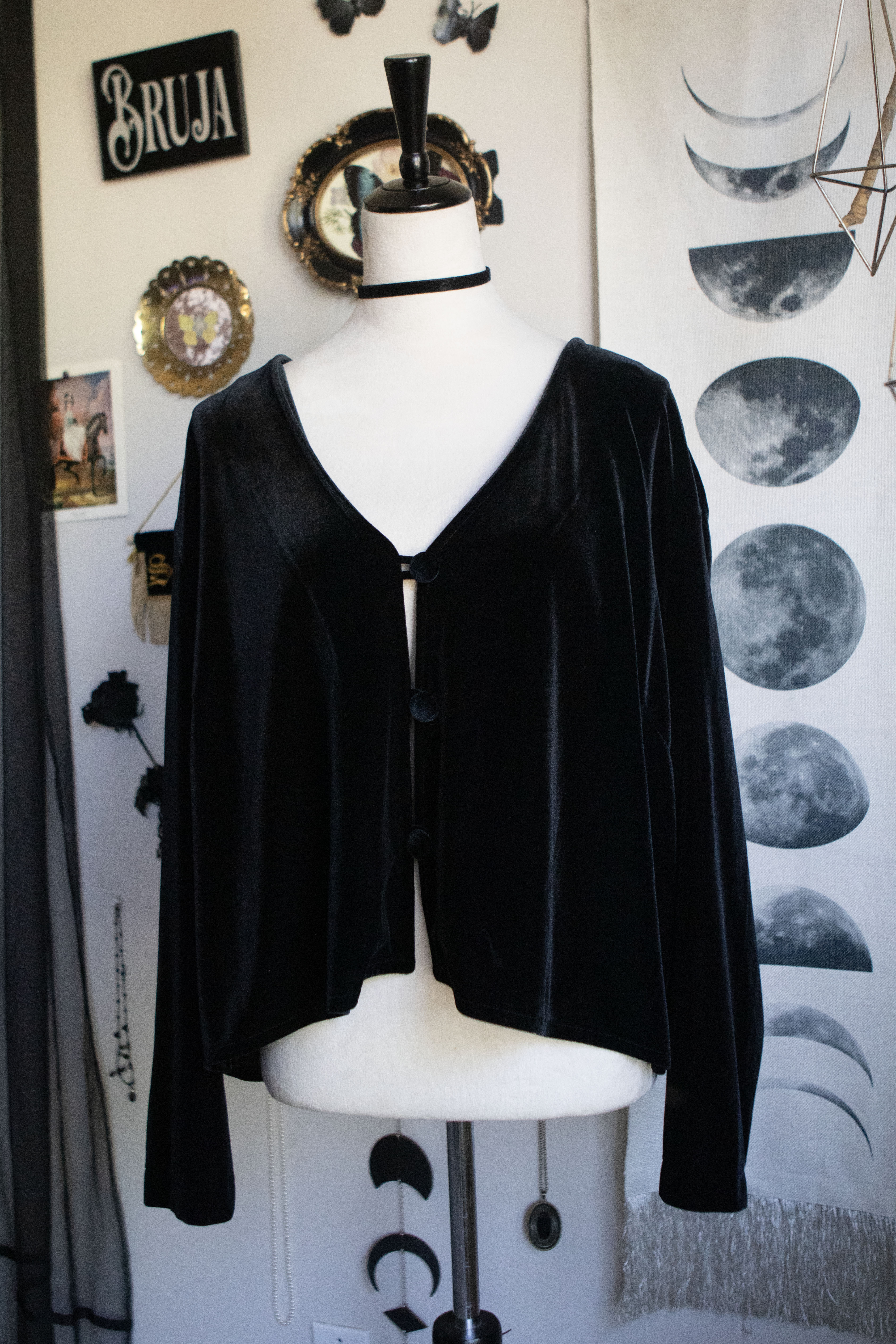 Y2K Velvet Crop 3/4 Sleeve Cargigan