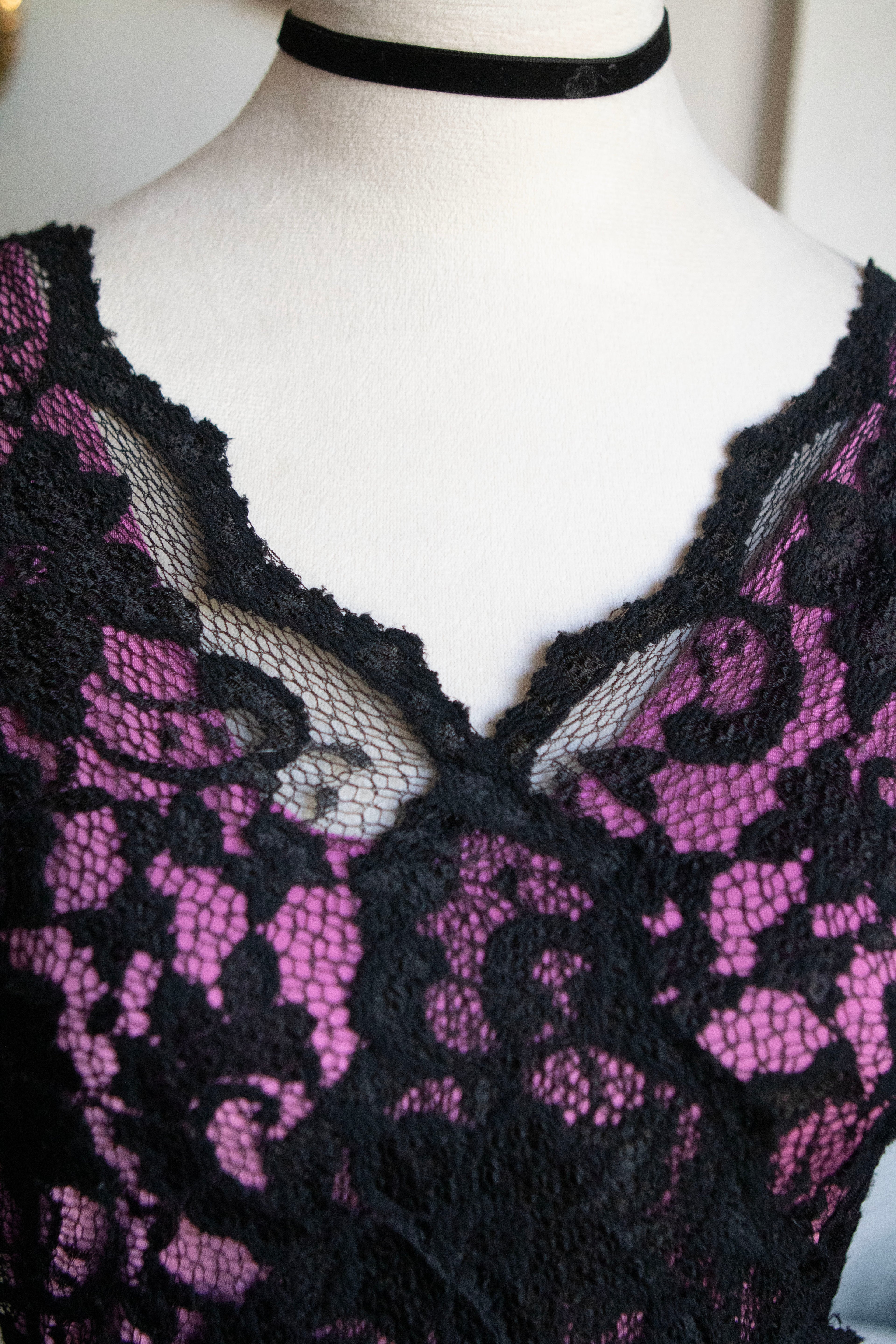 Vintage Late 90's Lace Floral Print Top 3/4 Sleeves