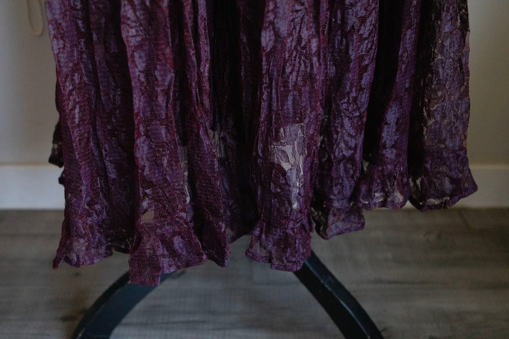 Vintage 90's Burgundy Lace Maxi Skirt