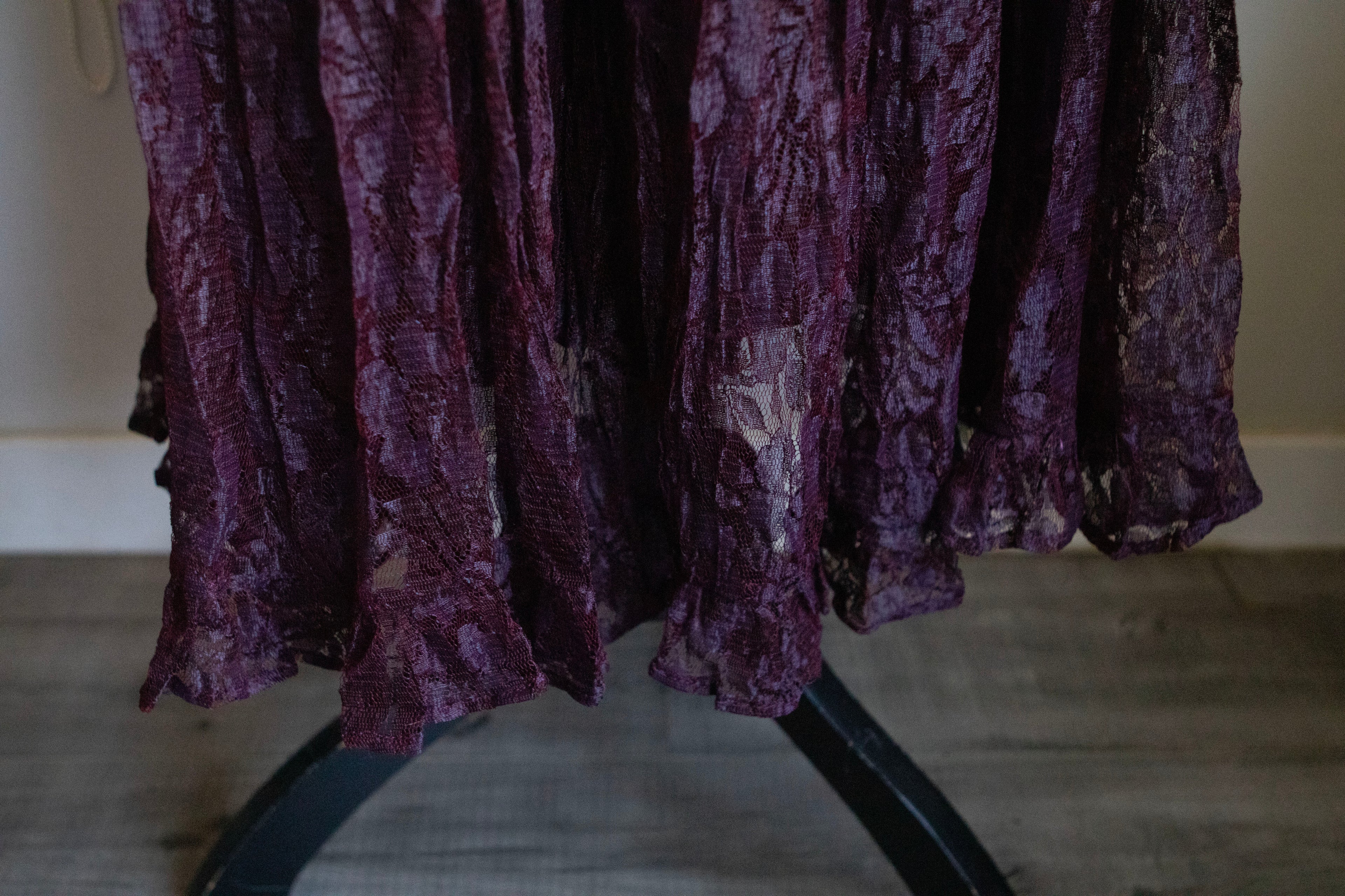 Vintage 90's Burgundy Lace Maxi Skirt