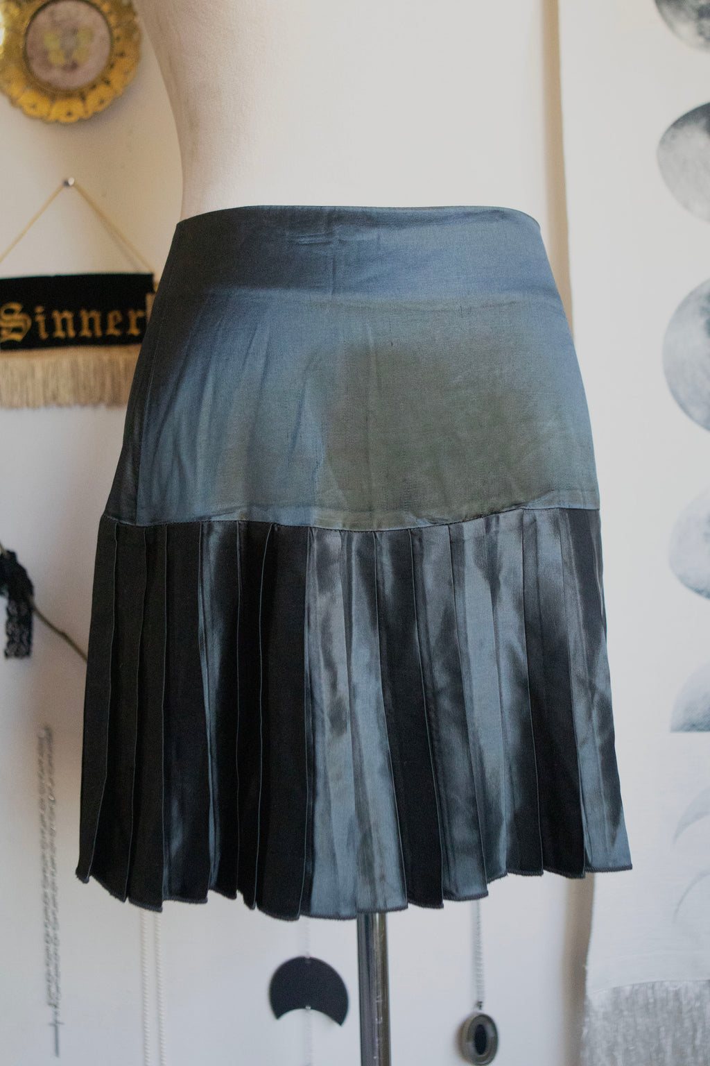 Vintage Late 90's Satin Pleated Mini Skirt