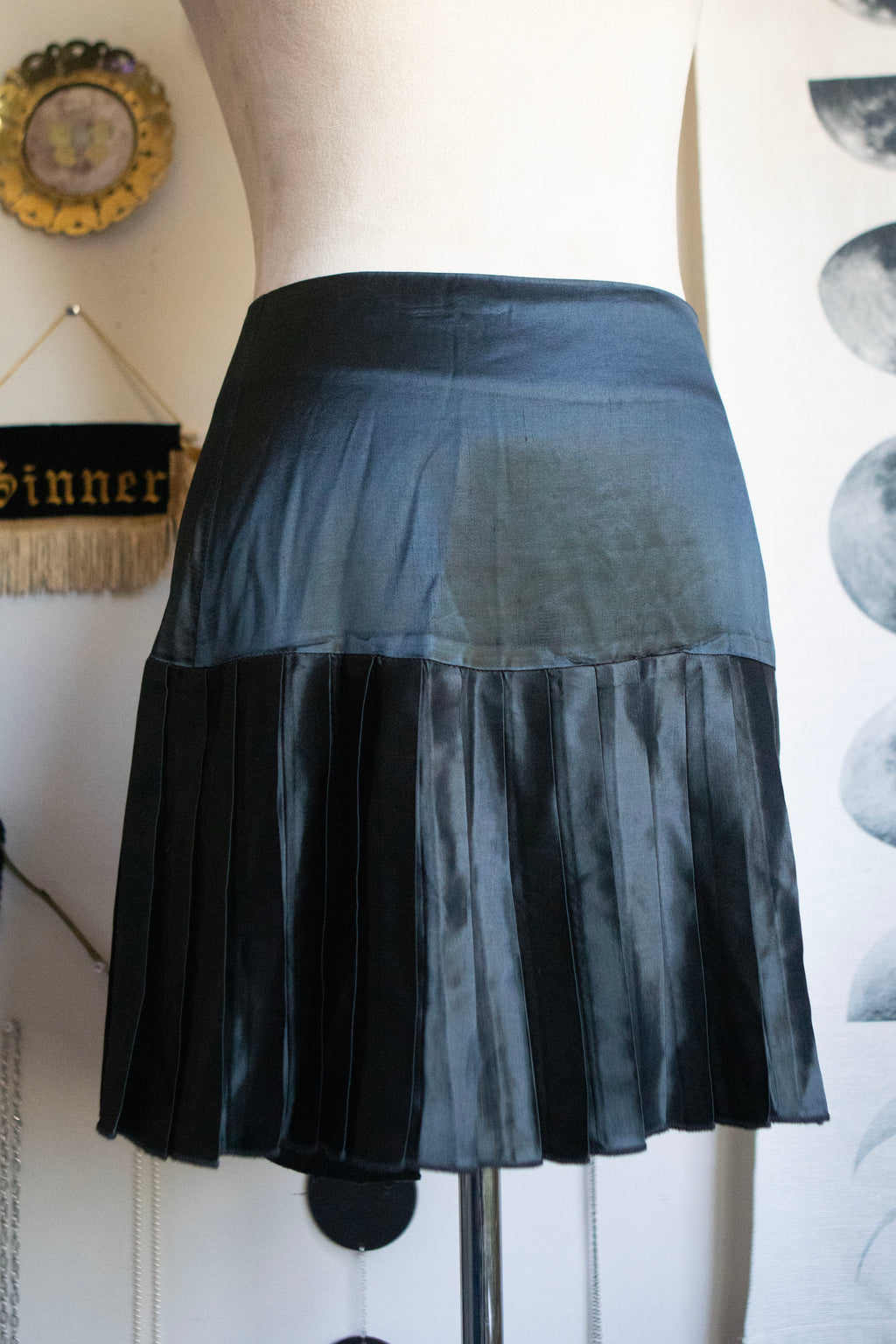 Vintage Late 90's Satin Pleated Mini Skirt